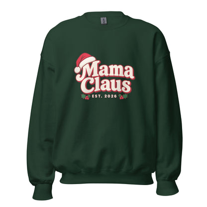 Mama Claus Christmas Sweatshirt – Forest Green, front view