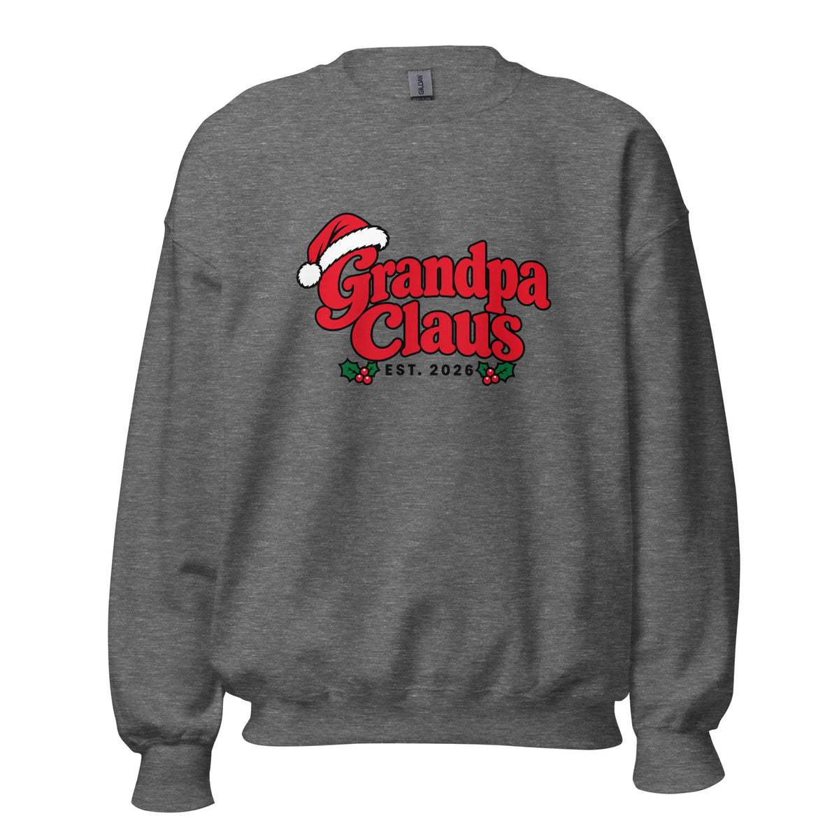 Grandpa Claus Christmas Sweatshirt – Graphite Heather, front view