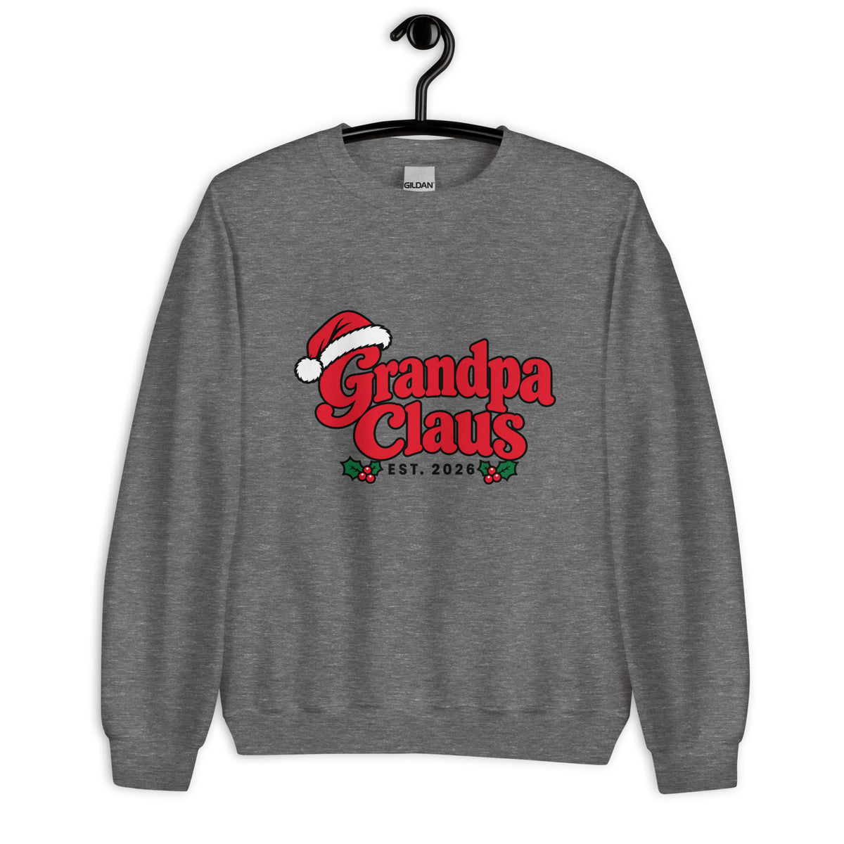 Grandpa Claus Christmas Sweatshirt – Graphite Heather, front view