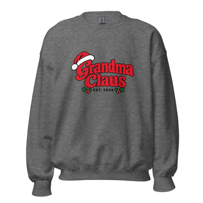 Grandma Claus Christmas Sweatshirt – Graphite Heather, front view