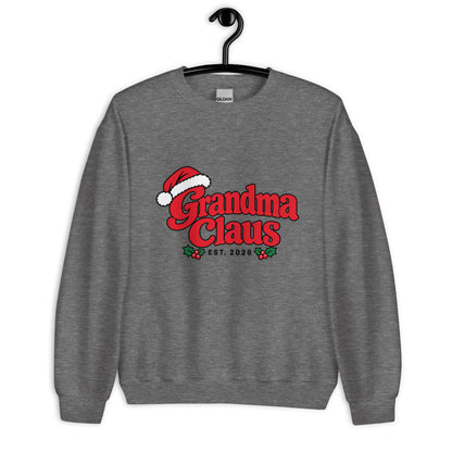 Grandma Claus Christmas Sweatshirt – Graphite Heather, front view