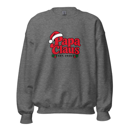 Papa Claus Christmas Sweatshirt – Graphite Heather, front view
