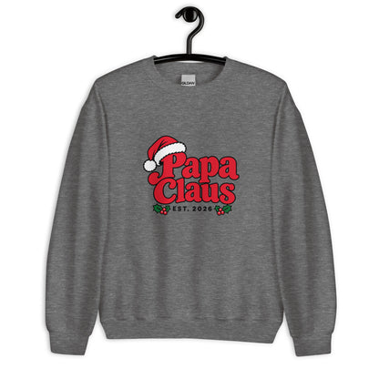 Papa Claus Christmas Sweatshirt – Graphite Heather, front view