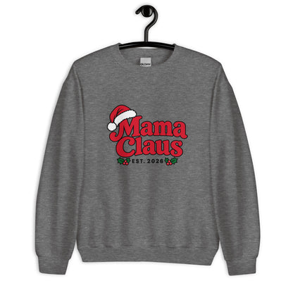 Mama Claus Christmas Sweatshirt – Graphite Heather, front view