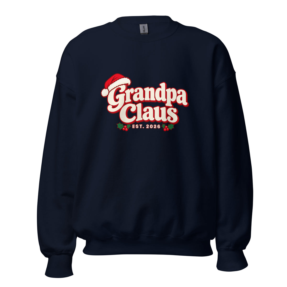 Grandpa Claus Christmas Sweatshirt – Navy, front view