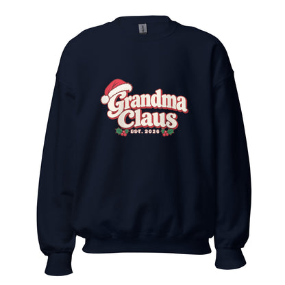 Grandma Claus Christmas Sweatshirt – Navy, front view
