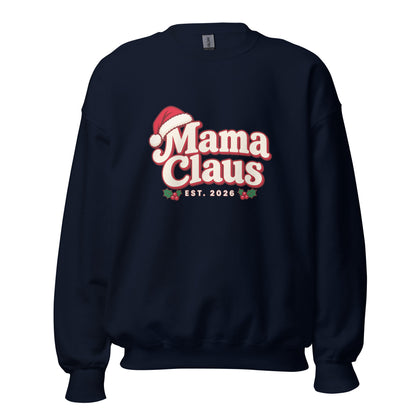 Mama Claus Christmas Sweatshirt – Navy, front view