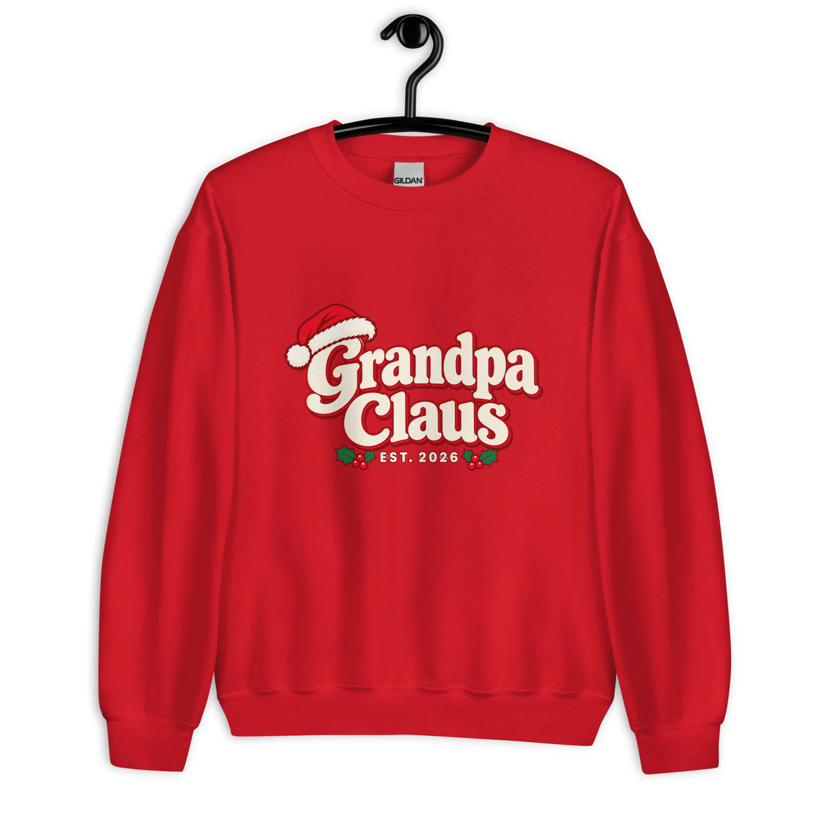 Grandpa Claus Christmas Sweatshirt – Red, front view