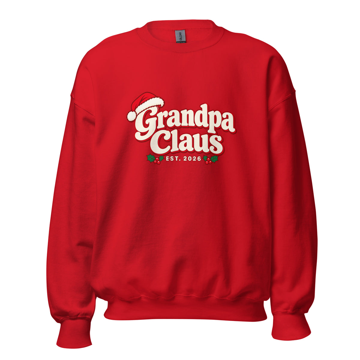 Grandpa Claus Christmas Sweatshirt – Red, front view