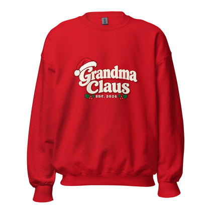 Grandma Claus Christmas Sweatshirt – Red, front view