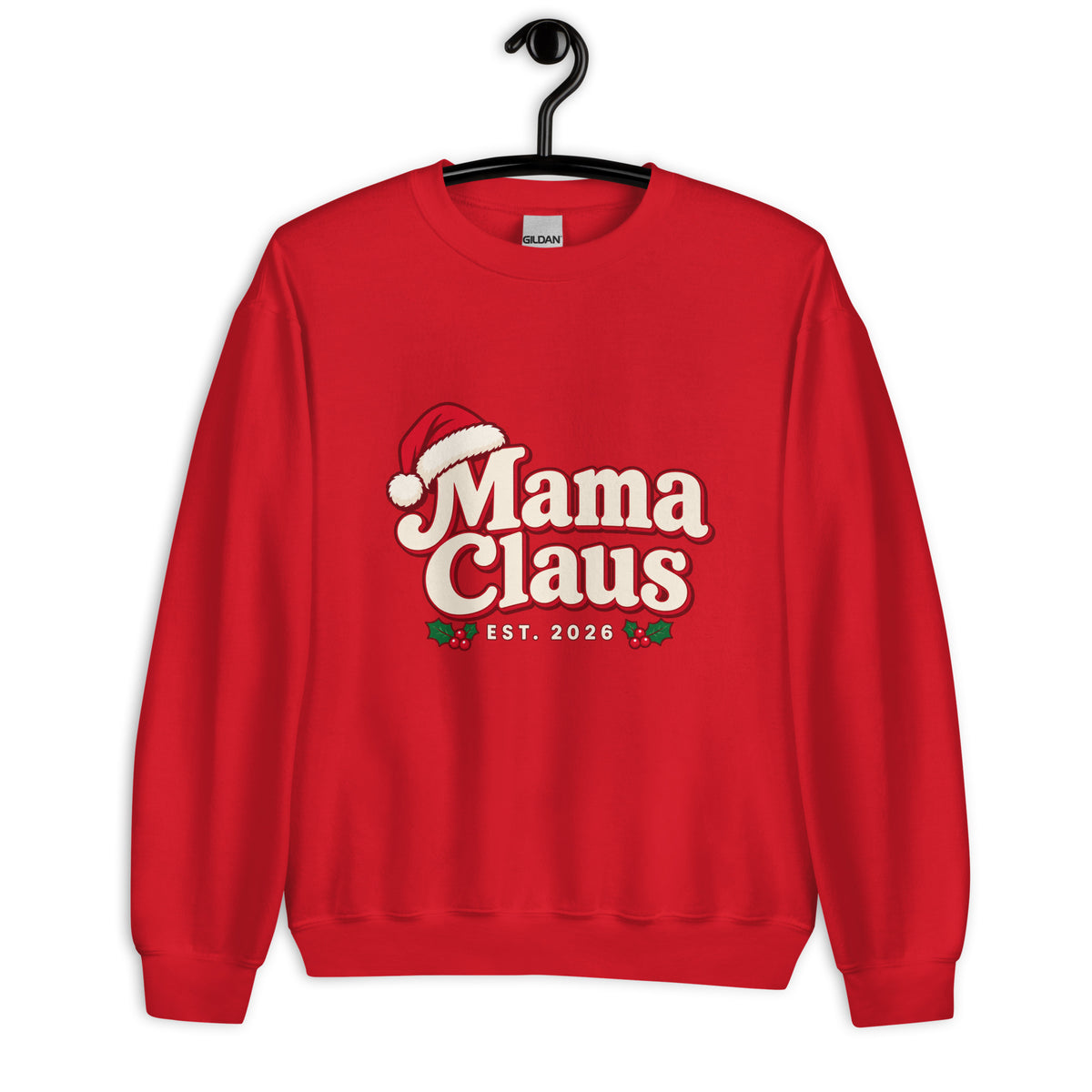 Mama Claus Christmas Sweatshirt – Red, front view