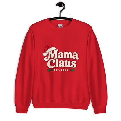 Mama Claus Christmas Sweatshirt – Red, front view