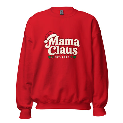 Mama Claus Christmas Sweatshirt – Red, front view