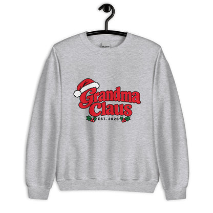 Grandma Claus Christmas Sweatshirt – Sport Grey, front view