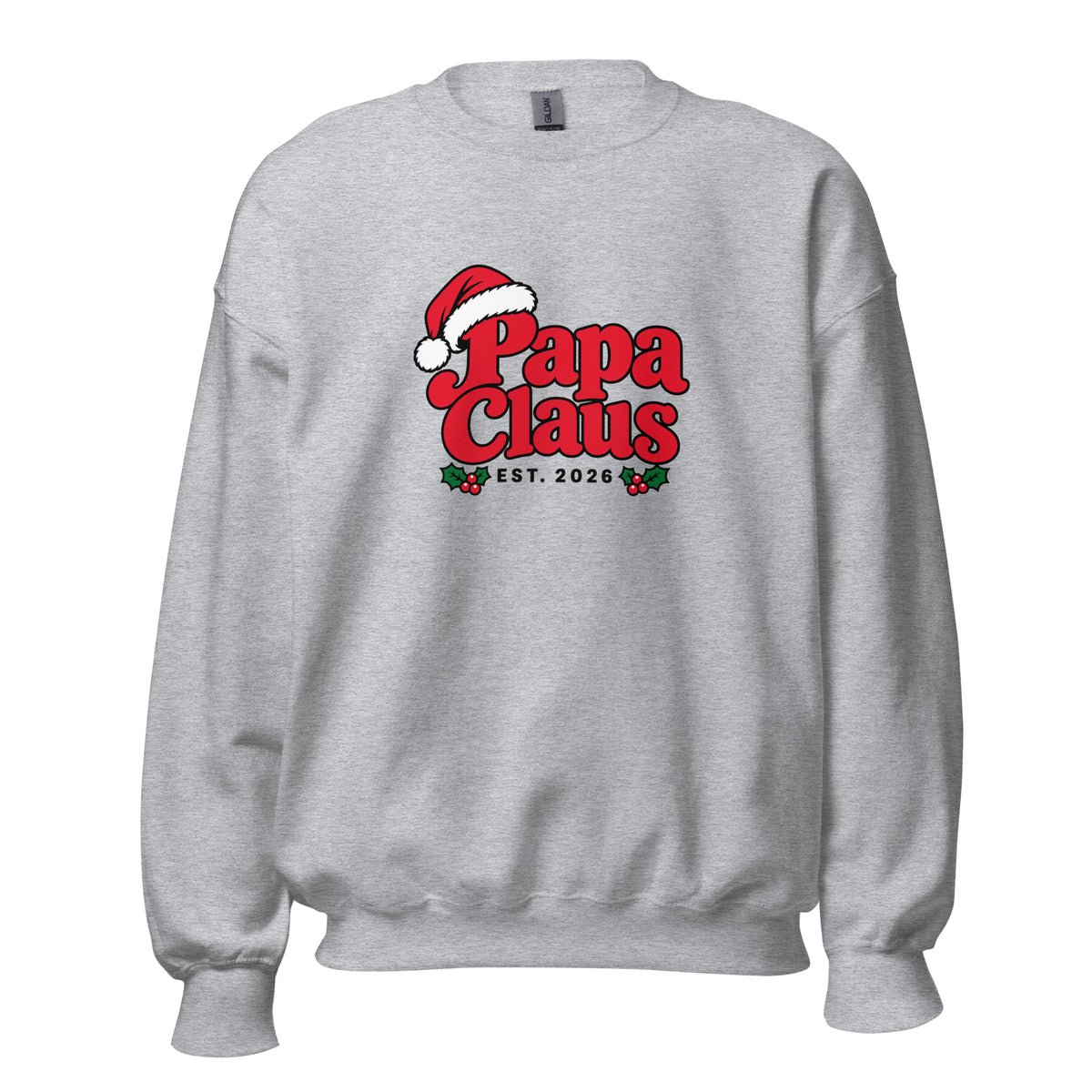 Papa Claus Christmas Sweatshirt – Sport Grey, front view