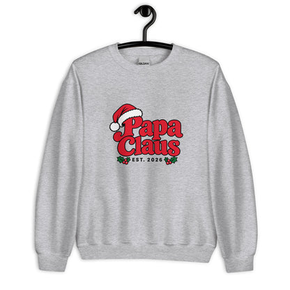 Papa Claus Christmas Sweatshirt – Sport Grey, front view