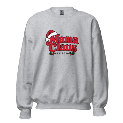 Mama Claus Christmas Sweatshirt – Sport Grey, front view