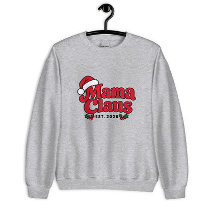 Mama Claus Christmas Sweatshirt – Sport Grey, front view