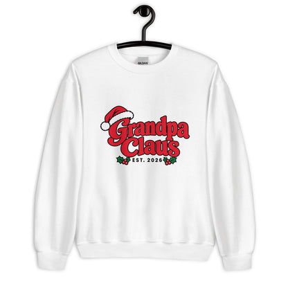 Grandpa Claus Christmas Sweatshirt – White, front view