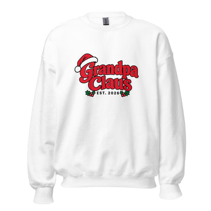 Grandpa Claus Christmas Sweatshirt – White, front view