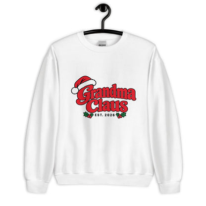 Grandma Claus Christmas Sweatshirt – White, front view