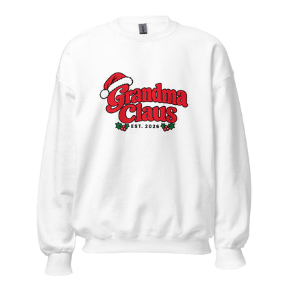 Grandma Claus Christmas Sweatshirt – White, front view
