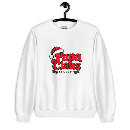 Papa Claus Christmas Sweatshirt – White, front view