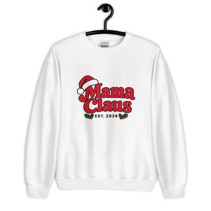 Mama Claus Christmas Sweatshirt – White, front view