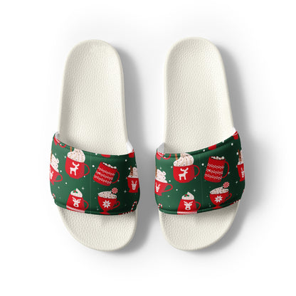 Green & Red Christmas Gifts Women's Slides – white strap, front view
