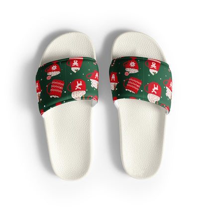 Green & Red Christmas Gifts Women's Slides – white strap, front view