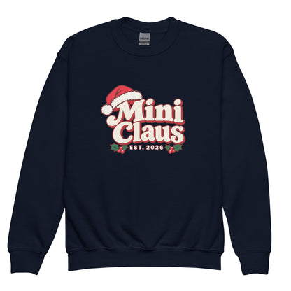 Mini Claus Kids Christmas Sweatshirt – Navy, front view