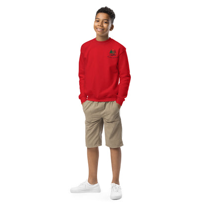 Red kids matching family Christmas sweatshirt front view