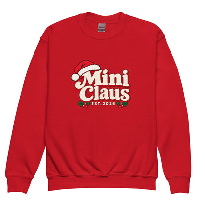 Mini Claus Kids Christmas Sweatshirt – Red, front view