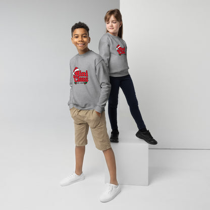 Mini Claus Kids Christmas Sweatshirt – Sport Grey, front view